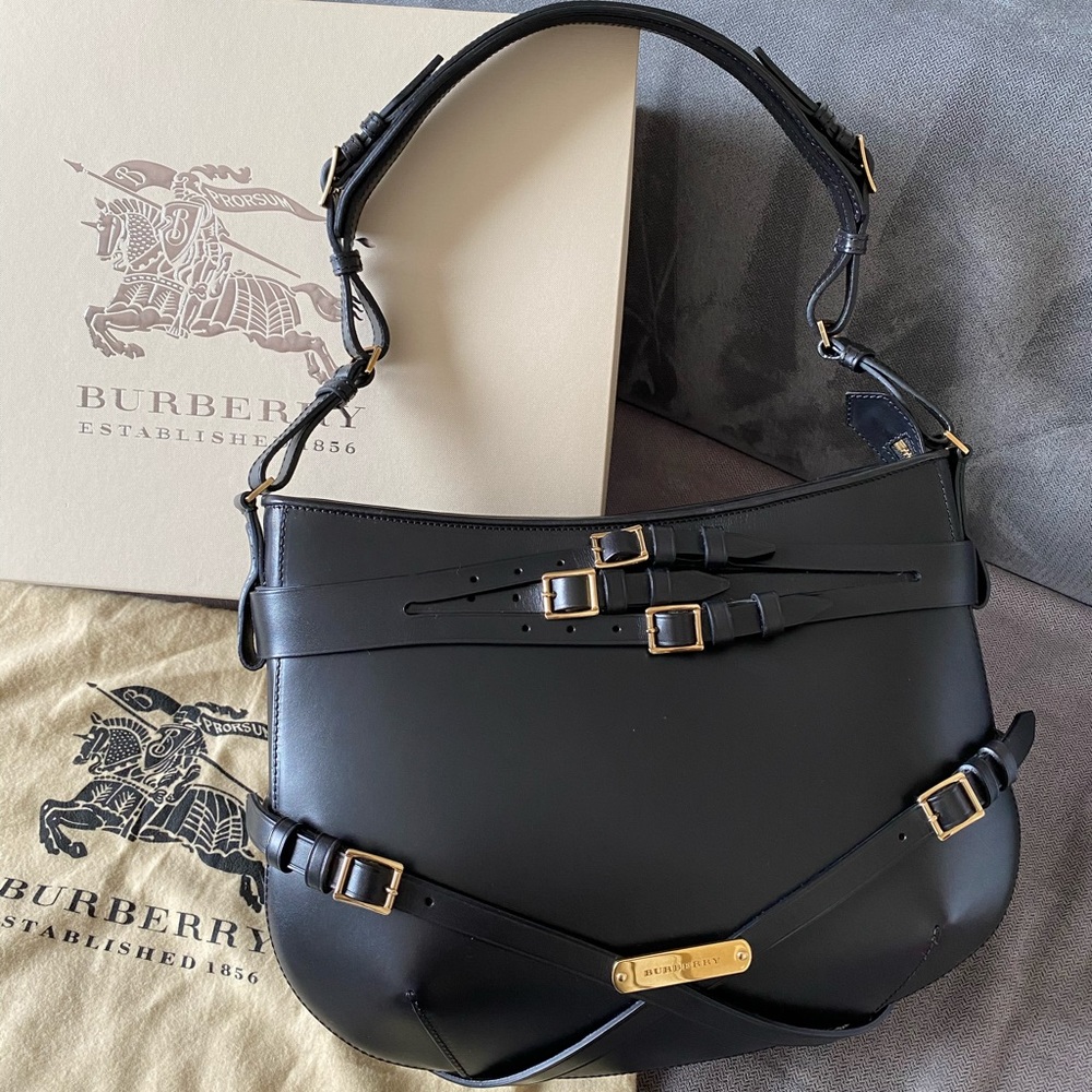 Burberry Dutton Bridle Handbag Black Nova Check